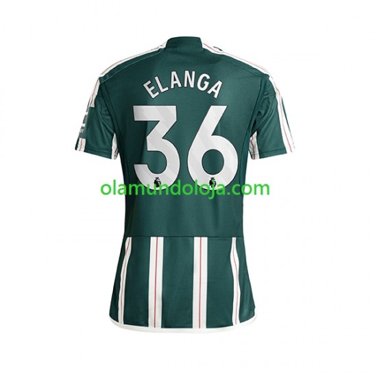 Camisola Manchester United Anthony Elanga 36 Homem Equipamento Segundo 2023-2024 Manga Curta